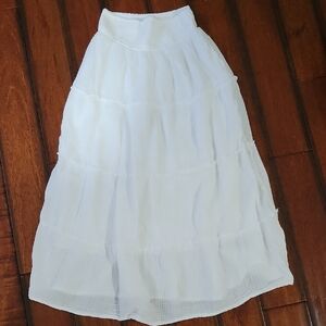 Hollister White Tiered Midi Skirt